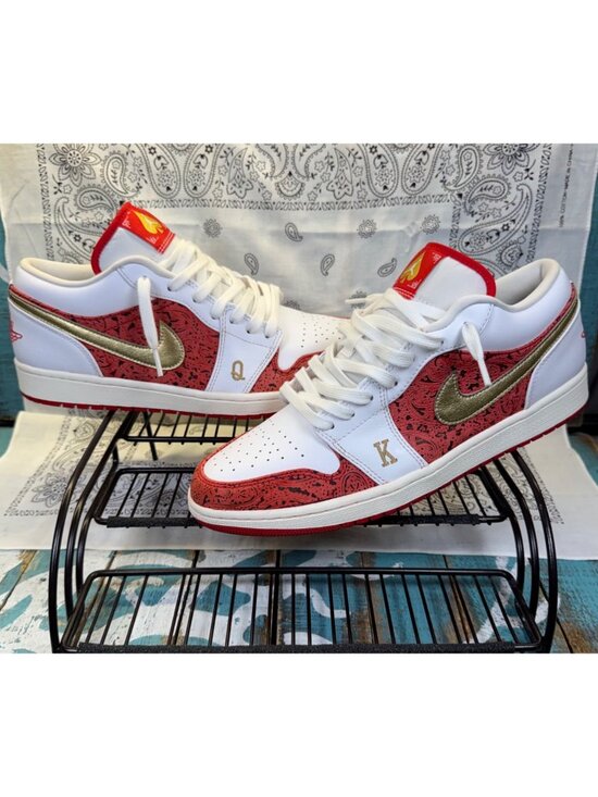 Nike Air Jordan 1 Low SE Spades Men\'s Sz 10.5 Sneakers DJ5185-100 Red/Gold/White main image 9